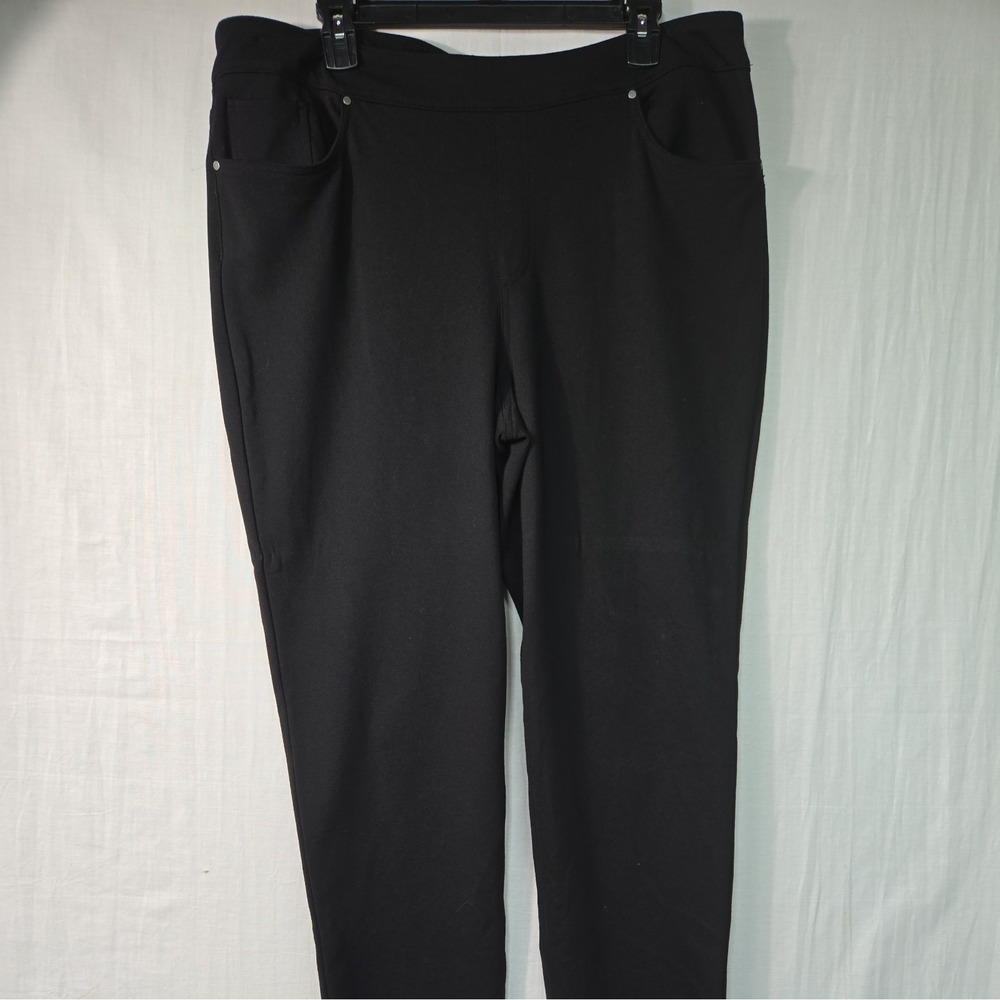 CHICO'S WOMEN'S PULL ON Ankle PANTS BLACK SIZE 3 (US XL/16) Stretch Pockets